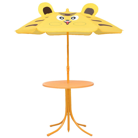 48100 vidaXL 3 Piece Kids'Garden Bistro Set with Parasol Yellow