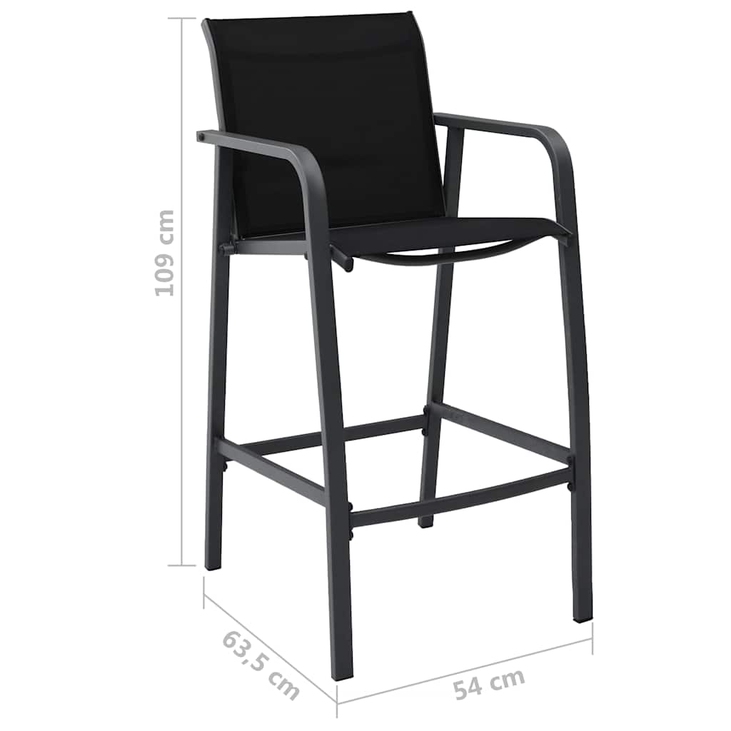 48117 vidaXL Garden Bar Chairs 4 pcs Black Textilene