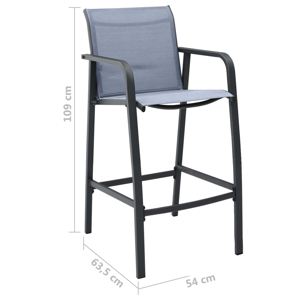 48119 vidaXL Garden Bar Chairs 4 pcs Grey Textilene