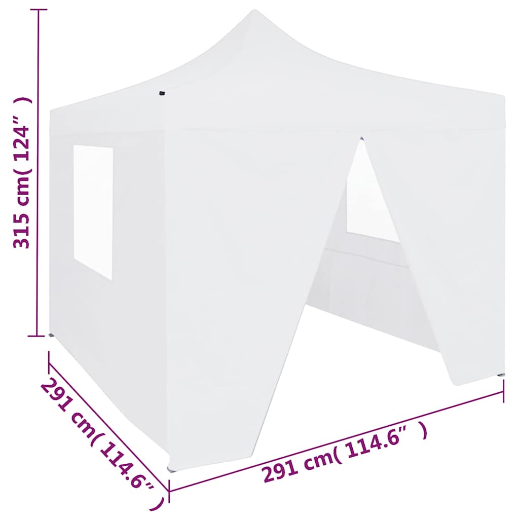 vidaXL Professional Folding Party Tent with 4 Sidewalls 3x3 m White
