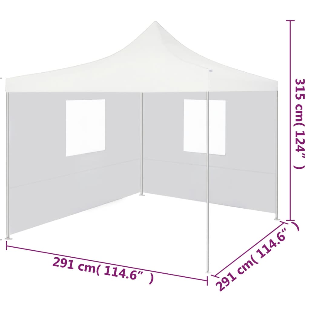 vidaXL Professional Folding Party Tent with 2 Sidewalls 3x3 m Steel White