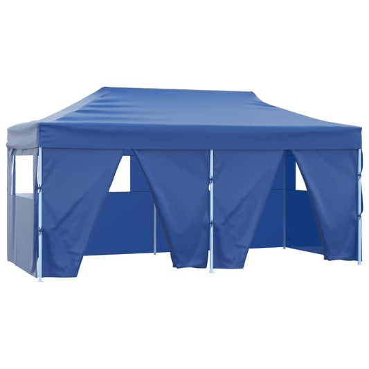 vidaXL Professional Folding Party Tent with 4 Sidewalls 3x6 m Blue