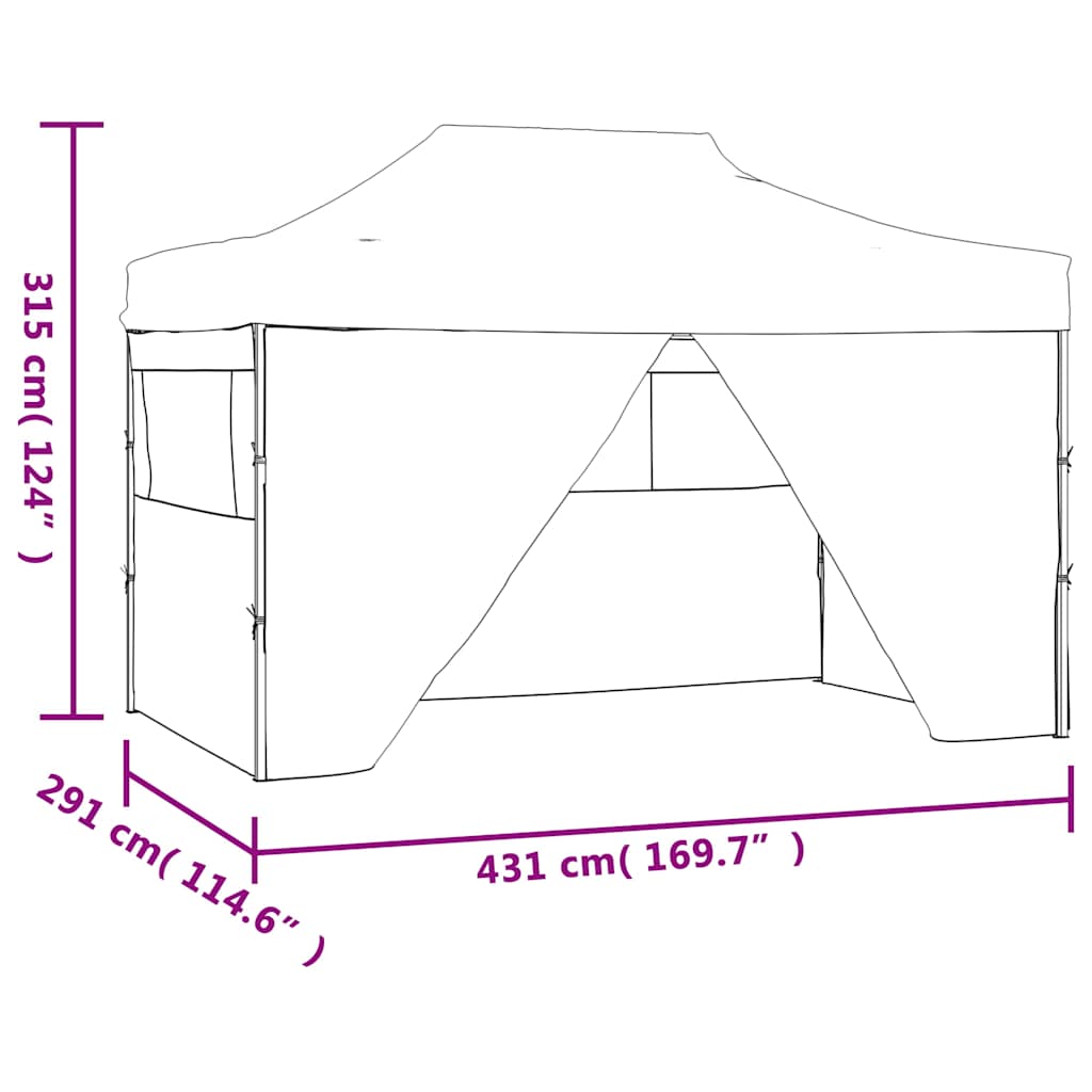vidaXL Foldable Party Tent with 4 Sidewalls 3x4.5 m White