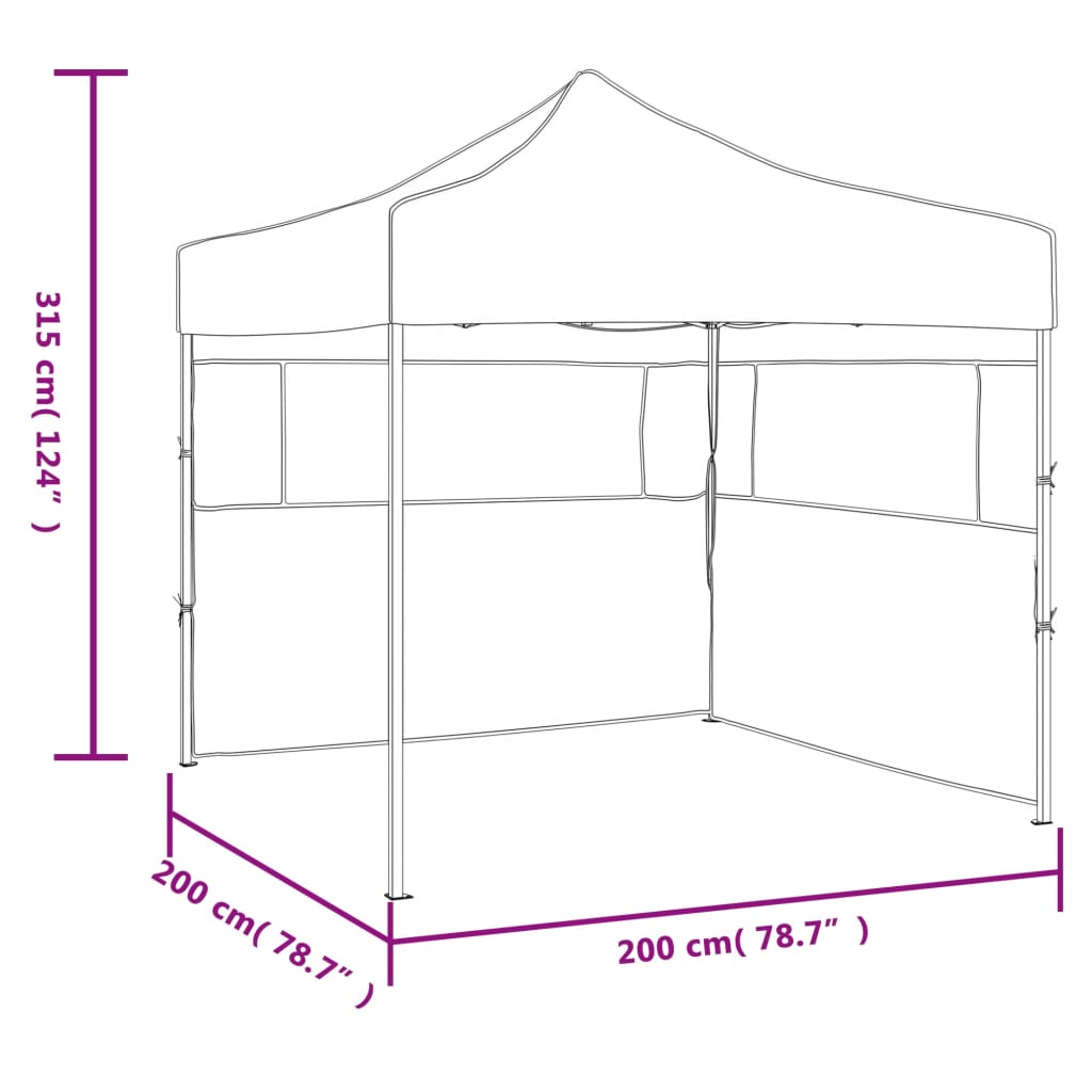 vidaXL Professional Folding Party Tent with 2 Sidewalls 2x2 m Steel White