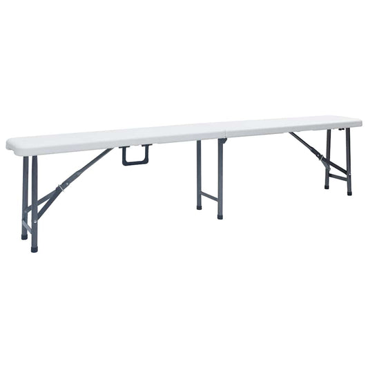 48830 vidaXL Folding Garden Benches 2 pcs 180 cm HDPE White