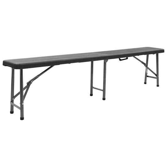 48832 vidaXL Folding Garden Benches 2 pcs 180 cm HDPE Black