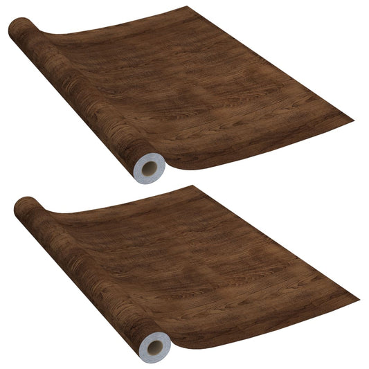 vidaXL Adhesive Door Film | Set of 2 | Dark oak | PVC | 210x90 cm