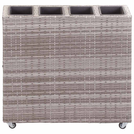 46949 vidaXL Garden Raised Bed with 4 Pots 80x22x79 cm Poly Rattan Grey