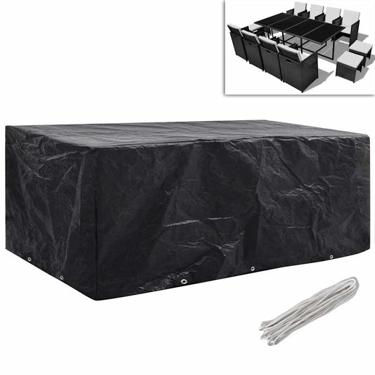 vidaXL Garden Furniture Covers 2 pcs 8 Person Poly Rattan Set 10 Eyelets 229x113cm
