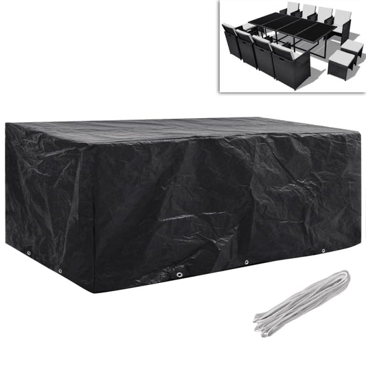 279121 vidaXL Garden Furniture Covers 2 pcs 8 Person Poly Rattan Set 10 Eyelets 229x113cm(2x41639)