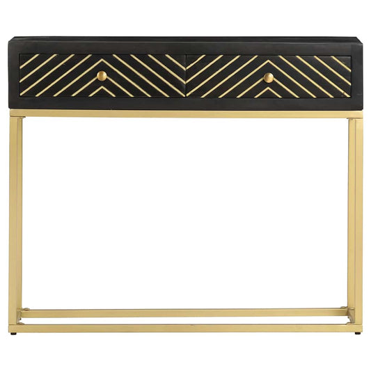 286518 vidaXL Console Table Black and Gold 90x30x75 cm Solid Mango Wood