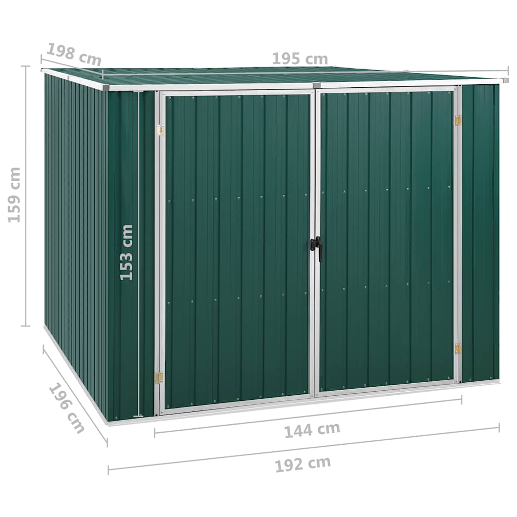 vidaXL Garden Shed Green 195x198x159 cm Galvanised Steel