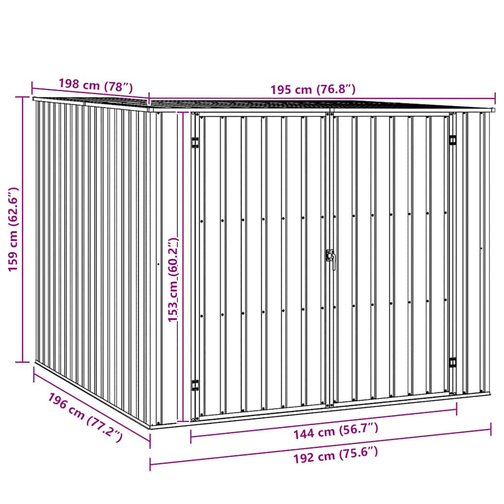 vidaXL Garden Shed | Grey | Galvanised Steel | Large | Tough | Garden Shed