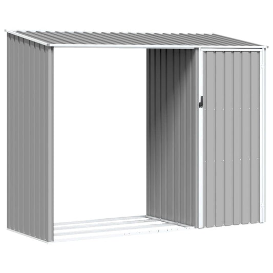 46294 vidaXL Garden Firewood Shed Grey 245x98x159 cm Galvanised Steel