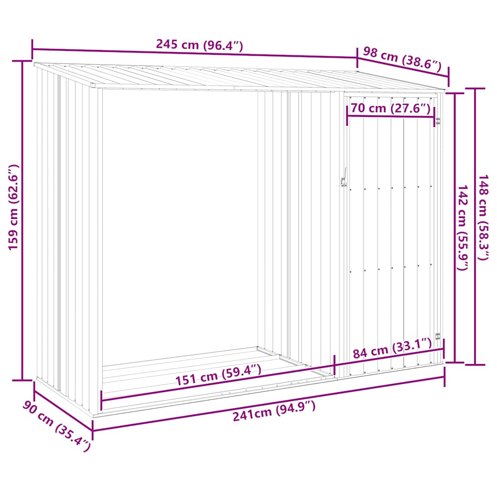 vidaXL Garden Shed | Brown | Galvanised Steel | Large | Garden Shed