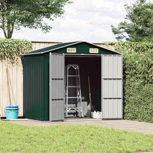 46297 vidaXL Garden Shed Green 205x129x183 cm Galvanised Steel