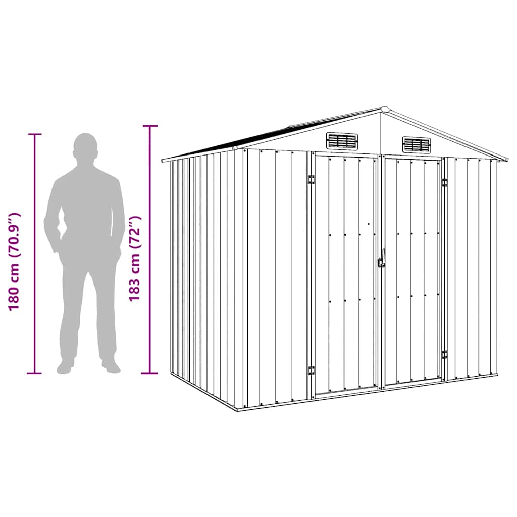 vidaXL Garden Shed Green 205x129x183 cm Galvanised Steel