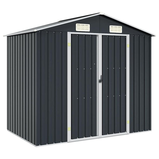 vidaXL Garden Shed Anthracite 205x129x183 cm Galvanised Steel