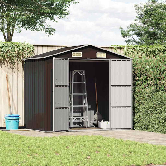 vidaXL Garden Shed Brown 205x129x183 cm Galvanised Steel
