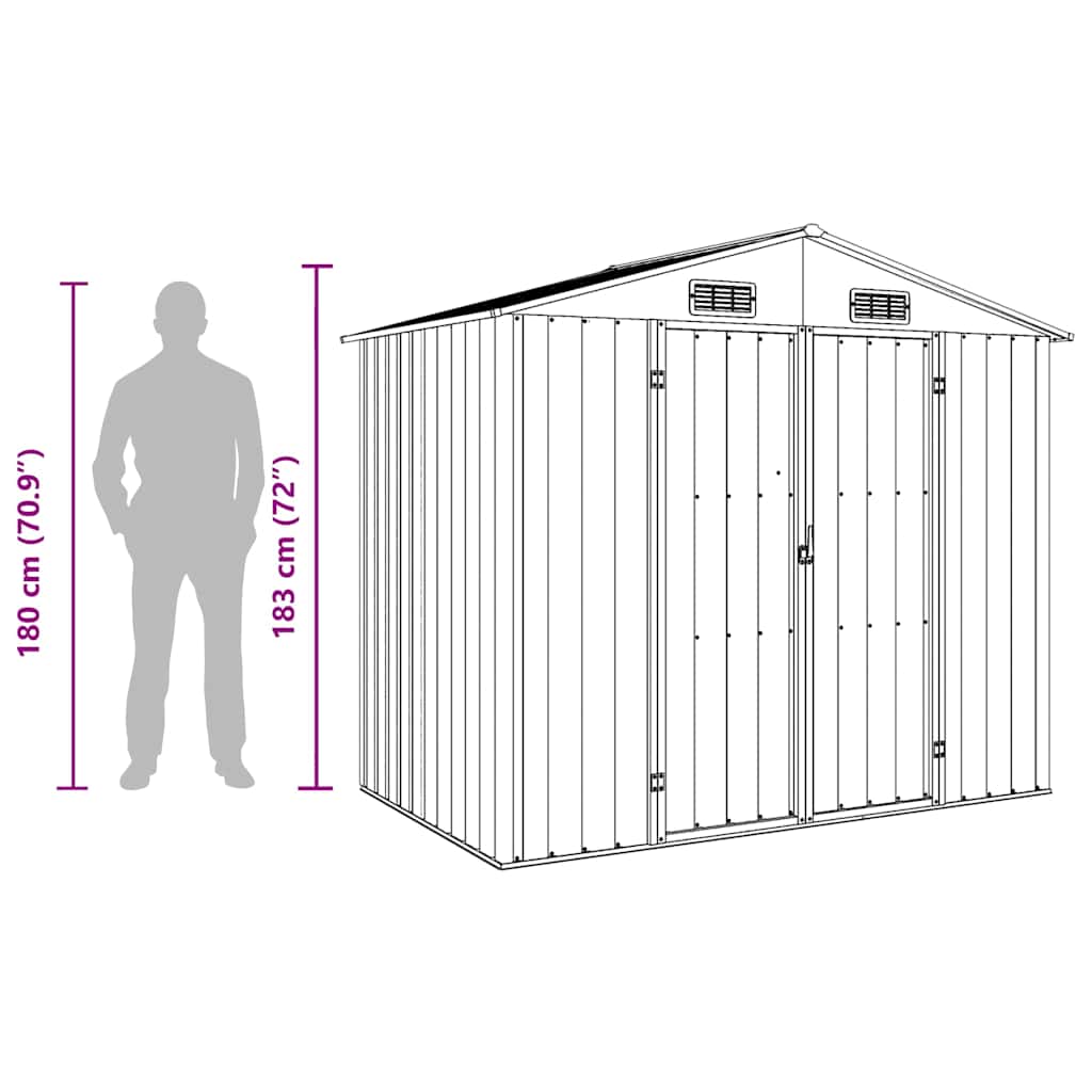 vidaXL Garden Shed Brown 205x129x183 cm Galvanised Steel