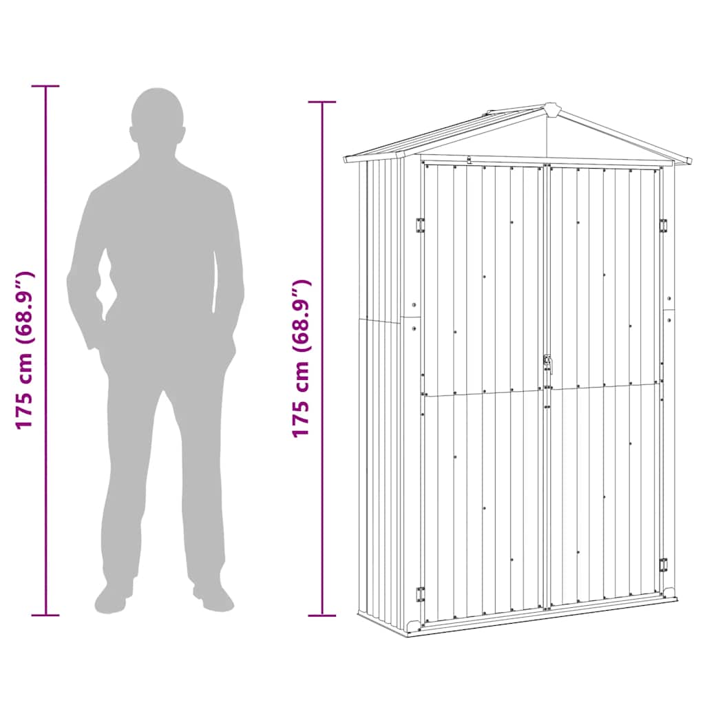 vidaXL Garden Shed Brown 116x45x175 cm Galvanised Steel