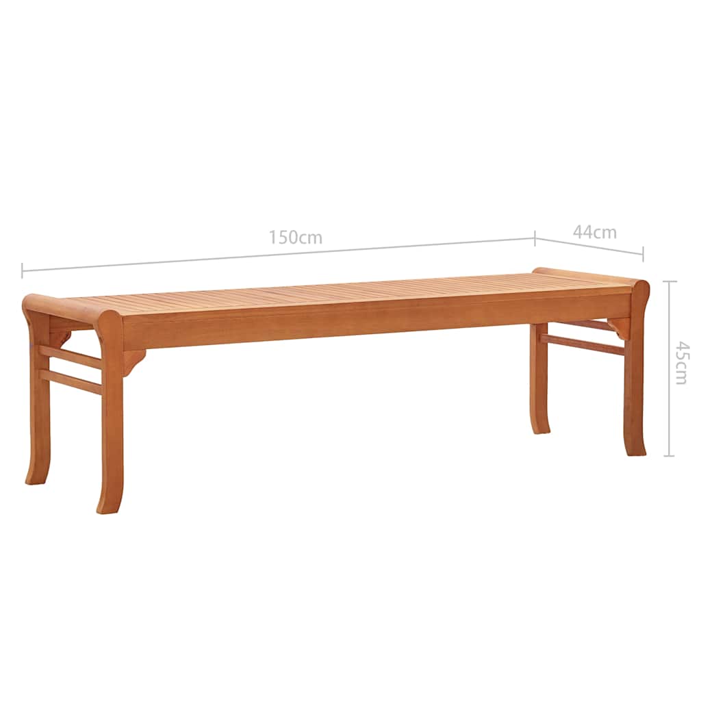 47291 vidaXL 3-Seater Garden Bench 150 cm Solid Eucalyptus Wood