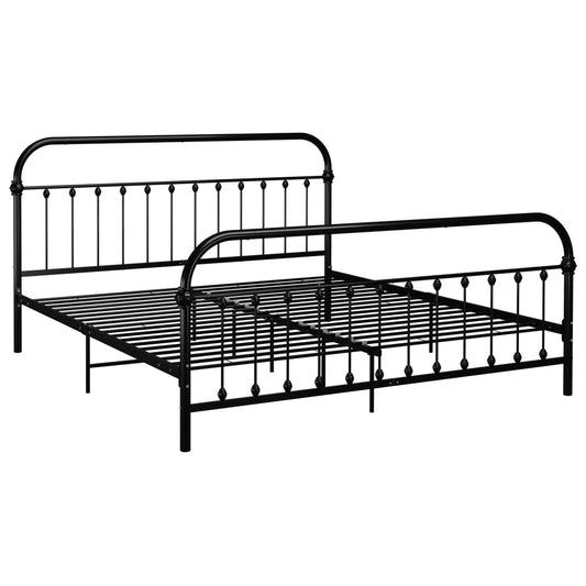 vidaXL Bed Frame without Mattress with Headboard Black 180x200 cm Super King Metal