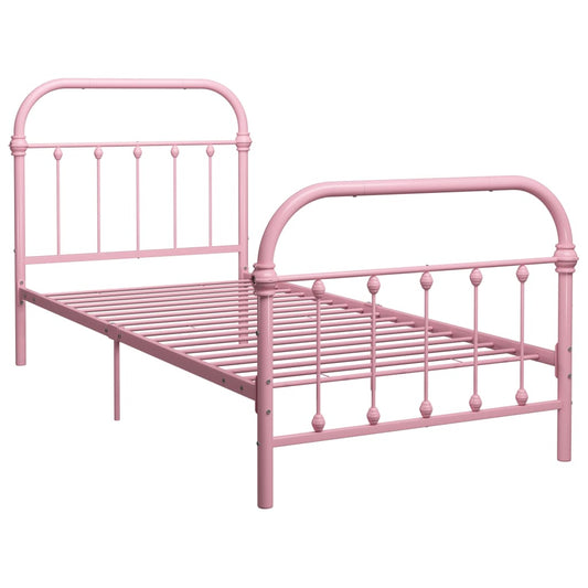 vidaXL Bed Frame | Pink | Metal | 90x200 cm | Durable | Bed Frame | Rectangular