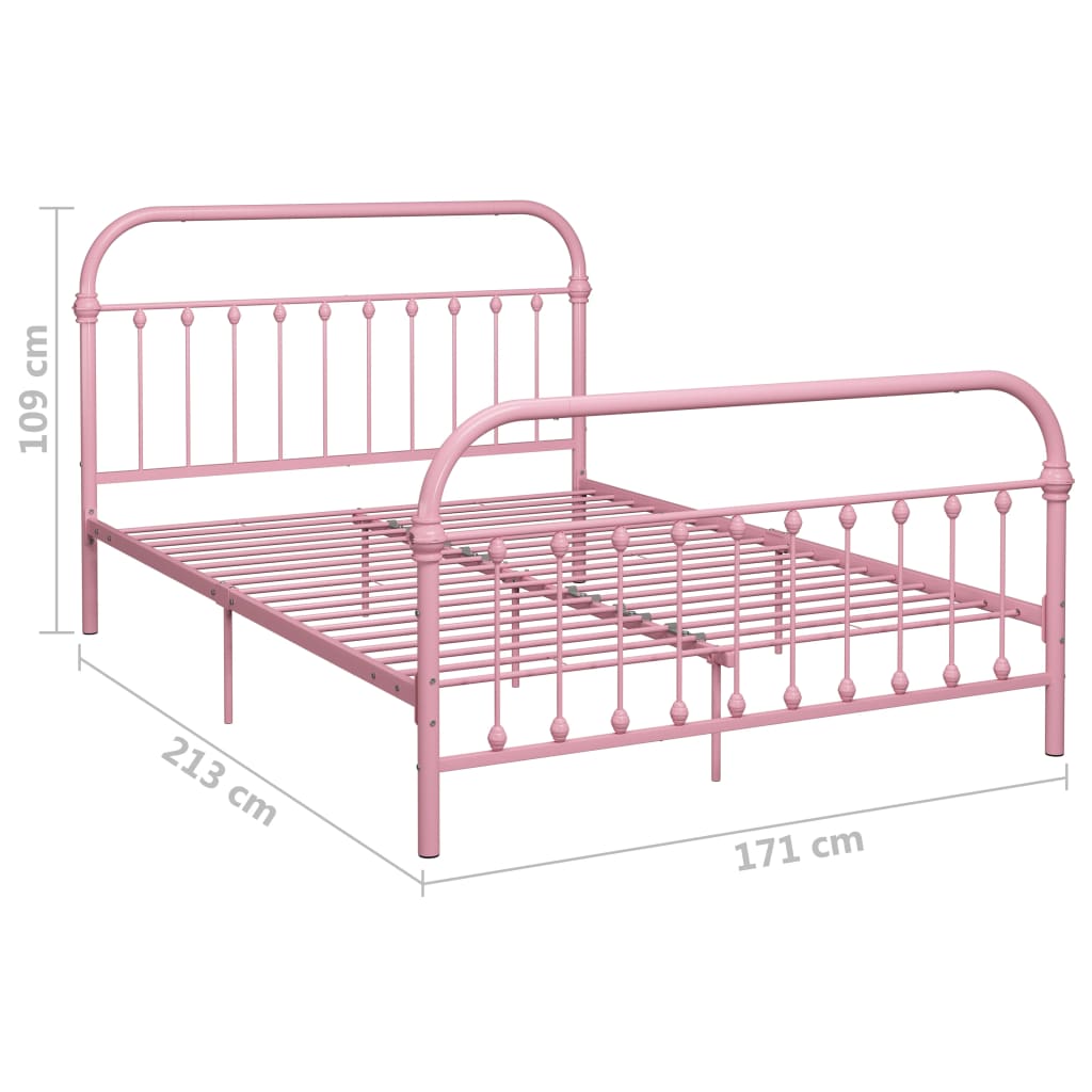 284514 vidaXL Bed Frame without Mattress Pink Metal 160x200 cm
