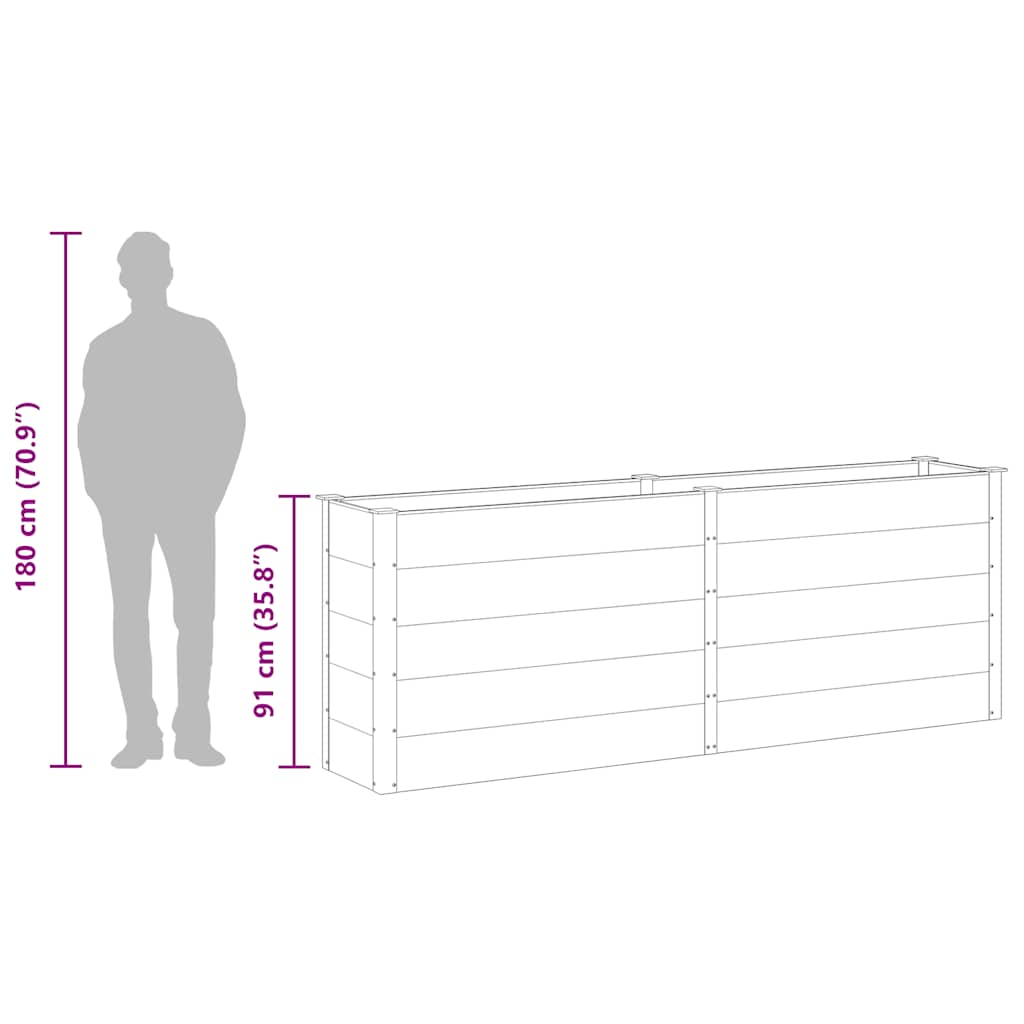 vidaXL Garden Raised Bed 250x50x91 cm WPC Grey