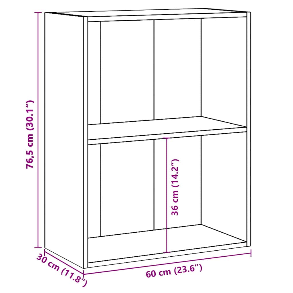 vidaXL Bookcase Sonoma Oak 60x30x76,5 cm Engineered Wood