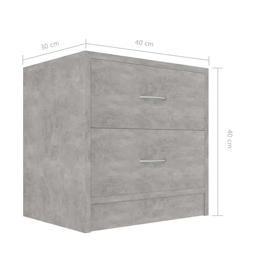 801043 vidaXL Bedside Cabinet Concrete Grey 40x30x40 cm Engineered Wood