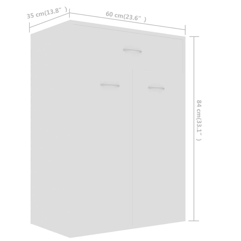 801071 vidaXL Shoe Cabinet White 60x35x84 cm Engineered Wood