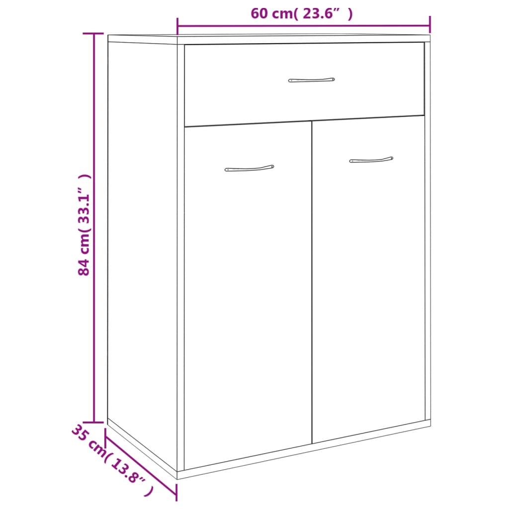 801074 vidaXL Shoe Cabinet Sonoma Oak 60x35x84 cm Engineered Wood