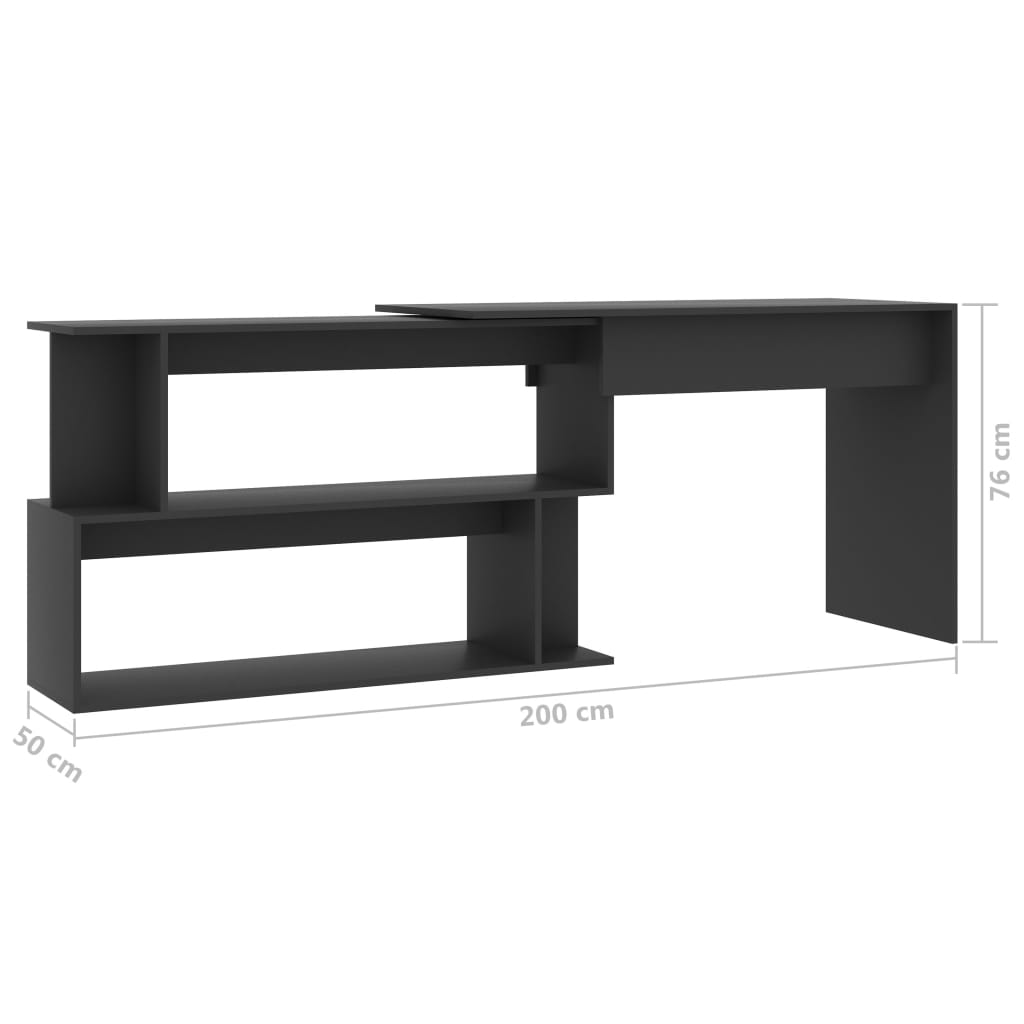 vidaXL Desk | Grey | Engineered wood | Medium | Rotatable | Desk | Rectangular