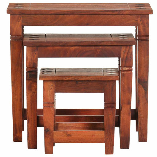 286263 vidaXL Nesting Tables 3 pcs Solid Acacia Wood