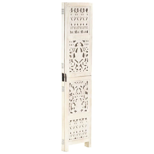 vidaXL Hand carved 3-Panel Room Divider White 120x165 cm