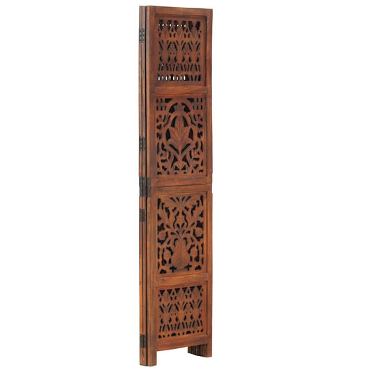 vidaXL Hand Carved 3-Panel Room Divider Brown 120x165 cm