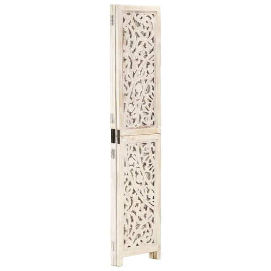 vidaXL Hand carved 3-Panel Room Divider White 120x165 cm