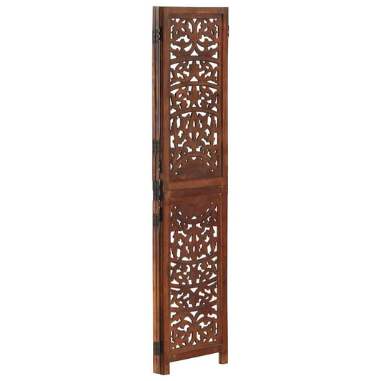 vidaXL Hand carved 3-Panel Room Divider Brown 120x165 cm