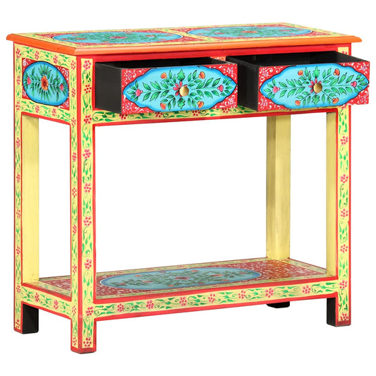 286159 vidaXL Hand Painted Console Table 80x35x75 cm Solid Mango Wood
