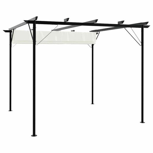 vidaXL Pergola with Retractable Roof Cream White 3x3 m Steel