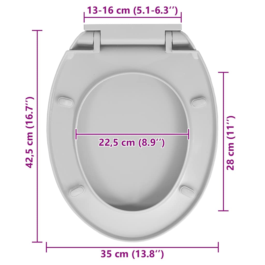 vidaXL Soft-Close Toilet Seat Light Grey Oval