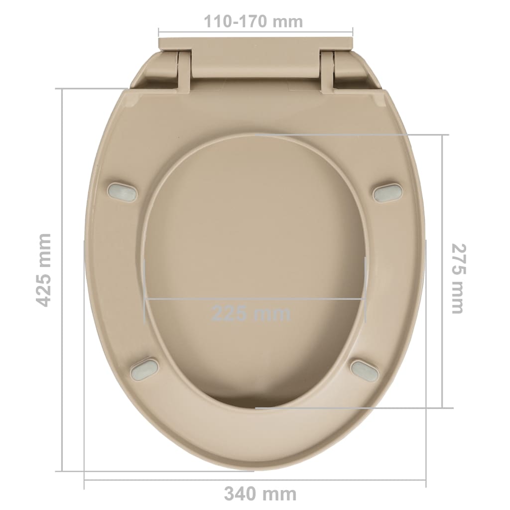 vidaXL Soft-Close Toilet Seat Beige Oval