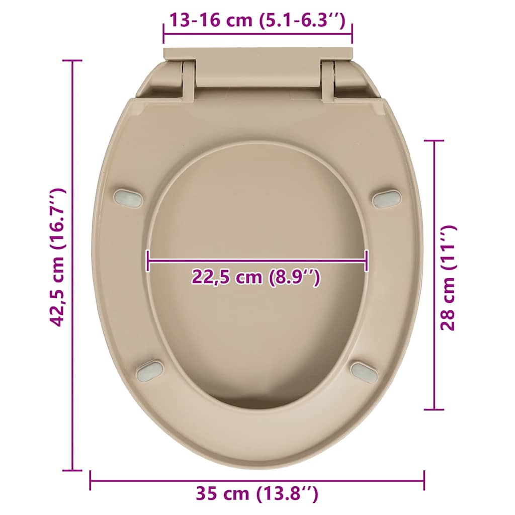 vidaXL Soft-Close Toilet Seat Beige Oval
