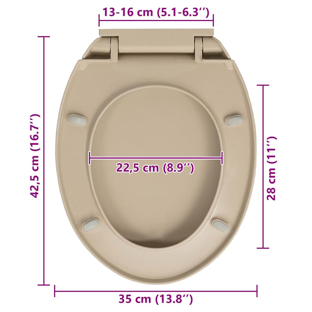 vidaXL Soft-Close Toilet Seat Beige Oval
