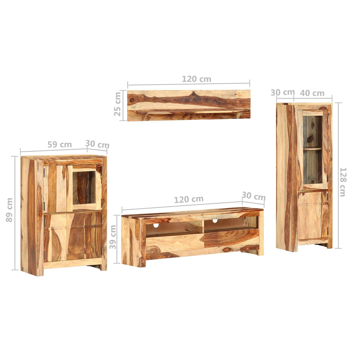 vidaXL TV Unit Set with Drawer Brown 120 x 30 x 39 cm Wood