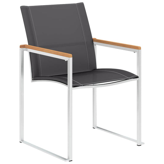 46516 vidaXL Garden Chairs 4 pcs Textilene and Stainless Steel Grey