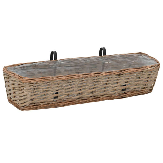 vidaXL Balcony Planter 2 pcs Wicker with PE Lining 80 cm
