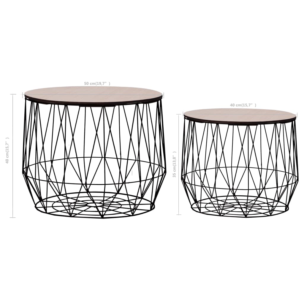 vidaXL Coffee Table 2 pcs Black